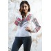 Embroidered blouse "Flower Ornament" Red on White